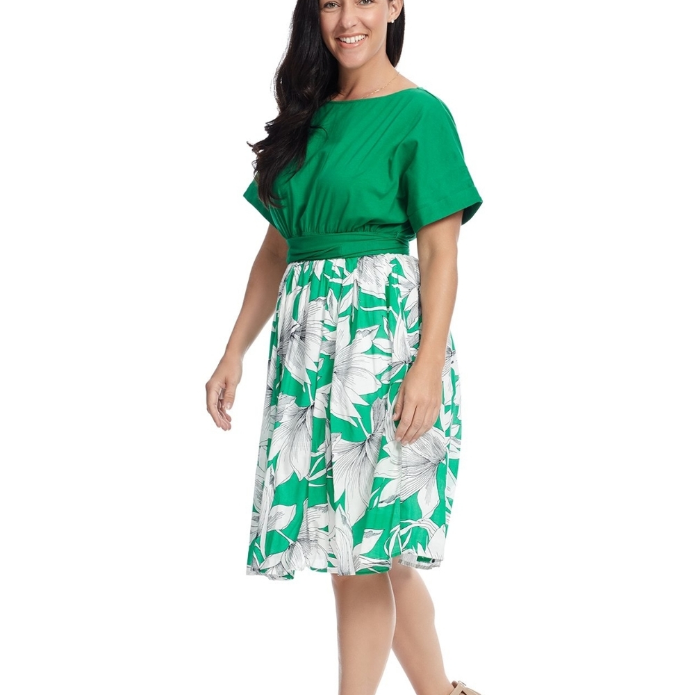 Eshakti green floral print dress